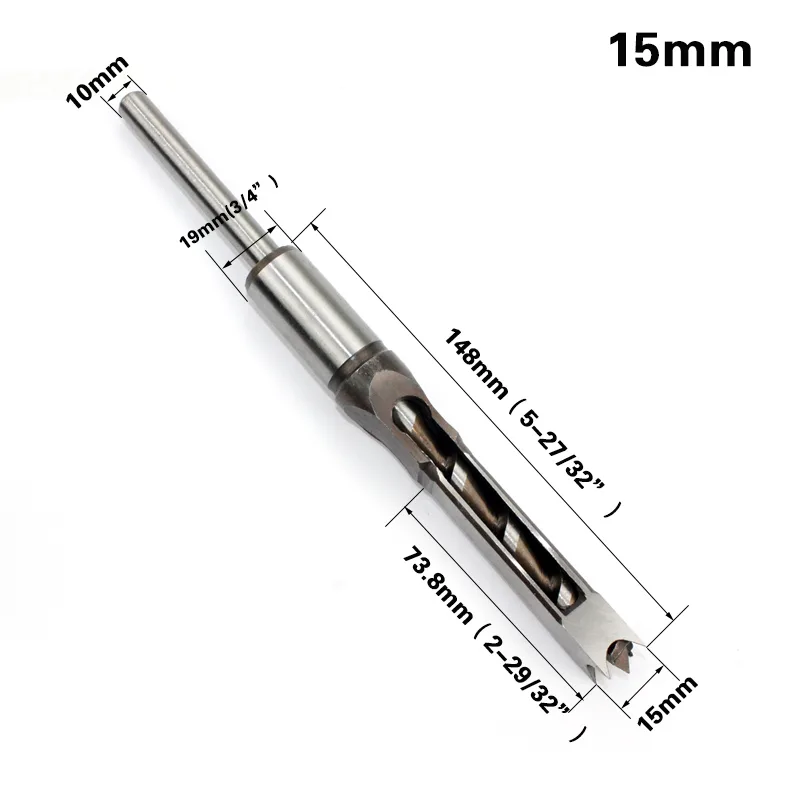 BH01A – Square Mortising Chisel Drill Bit Set for Woodworking (Multiple Sizes Available) - product detail view