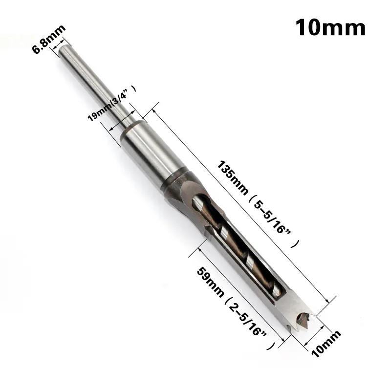 BH01A – Square Mortising Chisel Drill Bit Set for Woodworking (Multiple Sizes Available) - product detail view