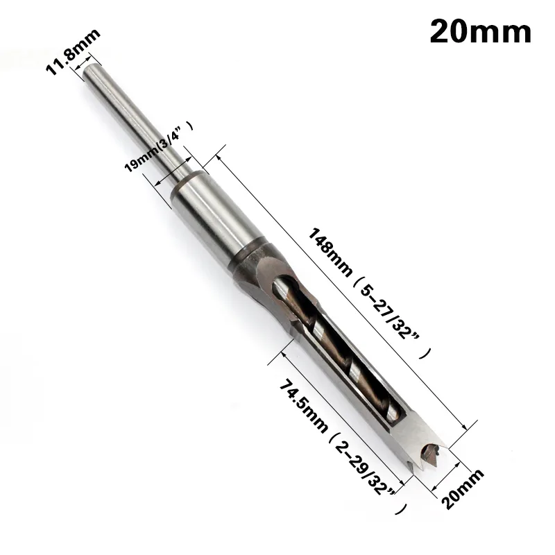 BH01A – Square Mortising Chisel Drill Bit Set for Woodworking (Multiple Sizes Available) - product detail view