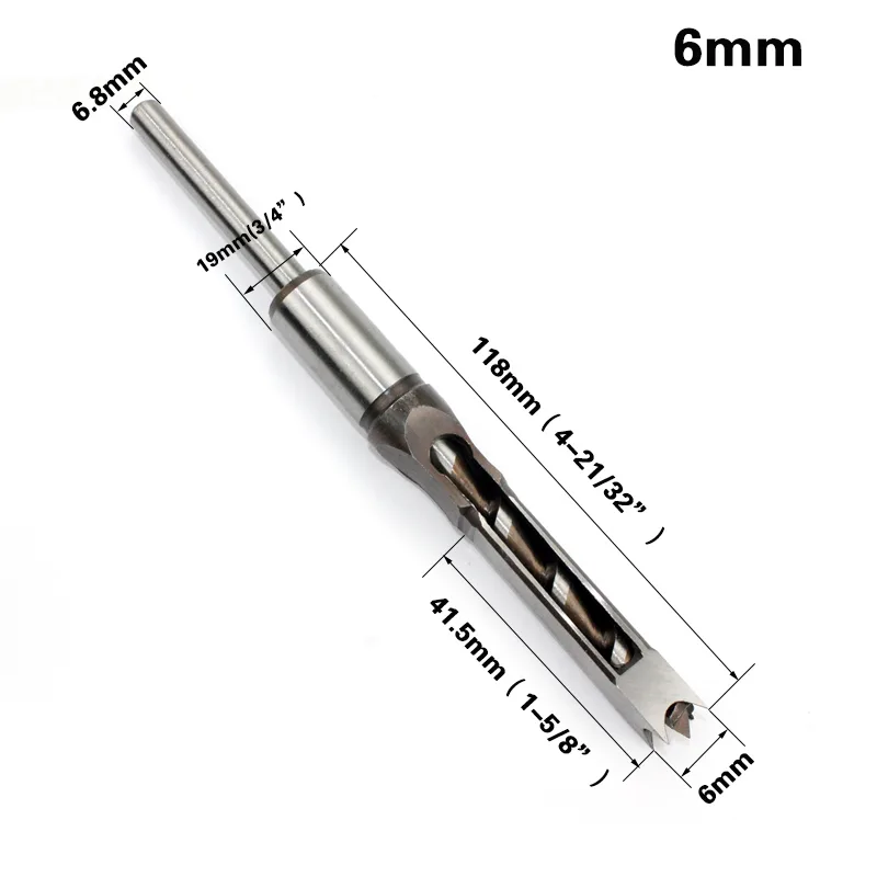 BH01A – Square Mortising Chisel Drill Bit Set for Woodworking (Multiple Sizes Available) - product detail view