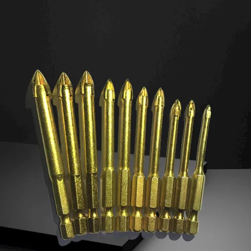 DB02001 – 10-Piece Titanium-Coated Drill Bit Set (4–12mm, 1/4'' Hex Shank)