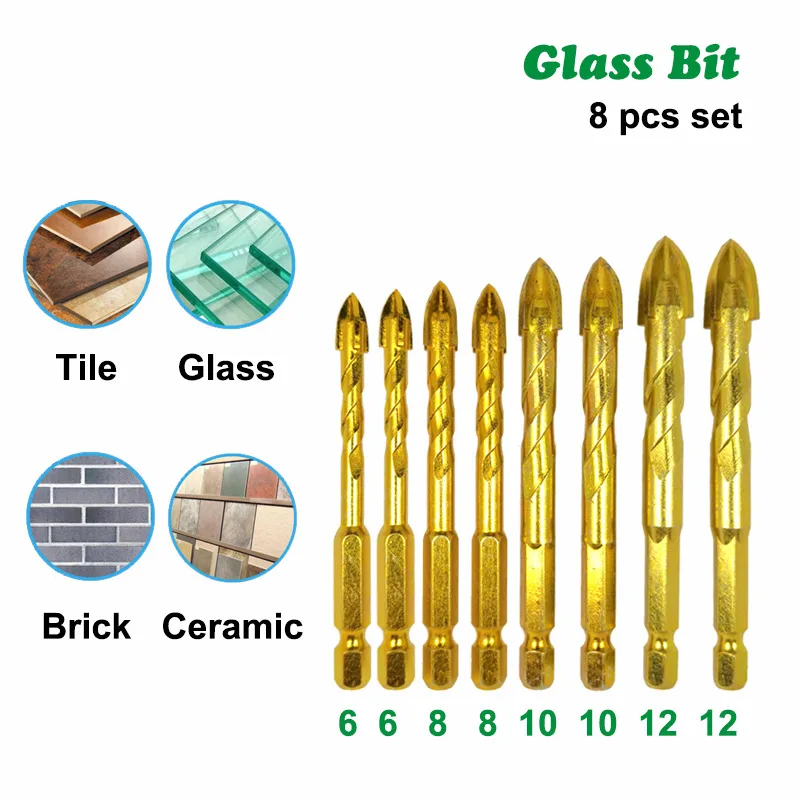 DB02016 – 8-Piece Titanium-Coated Drill Bit Set (6–12mm, 1/4” Hex Shank) - product detail view