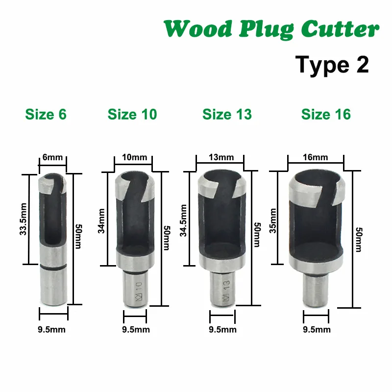 DB03001 – 4-Piece Wood Plug Cutter Set for Woodworking - product detail view