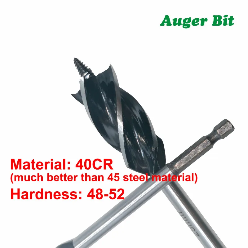 DB020 – Wood Auger Drill Bit Set (8–25mm, Hex Shank, 40CR Steel) - product detail view