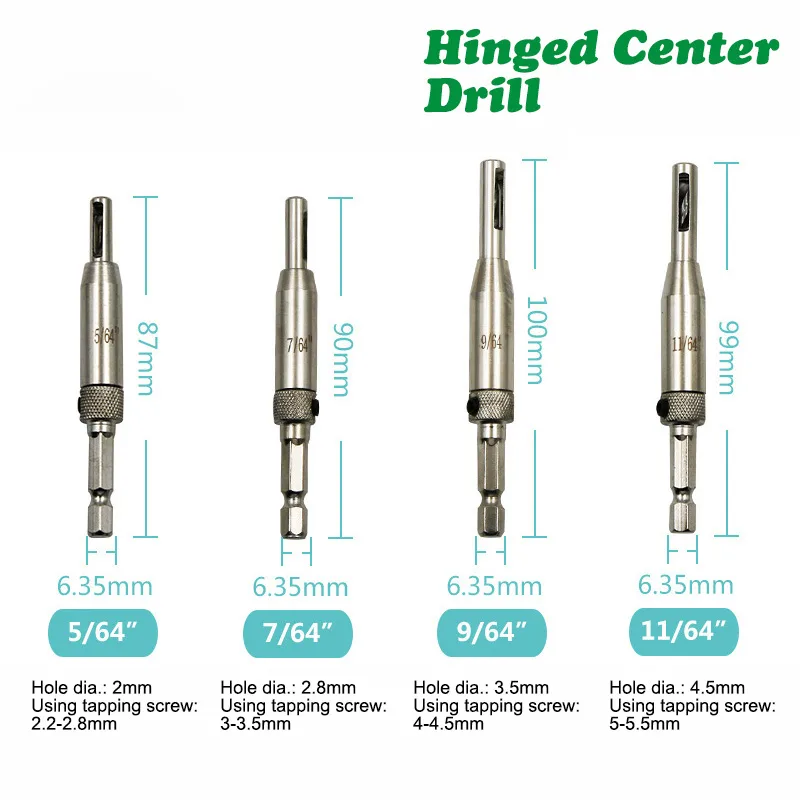 (DB03007)4PCS/lot HSS Self Centering Hinger Drill Bit - product detail view