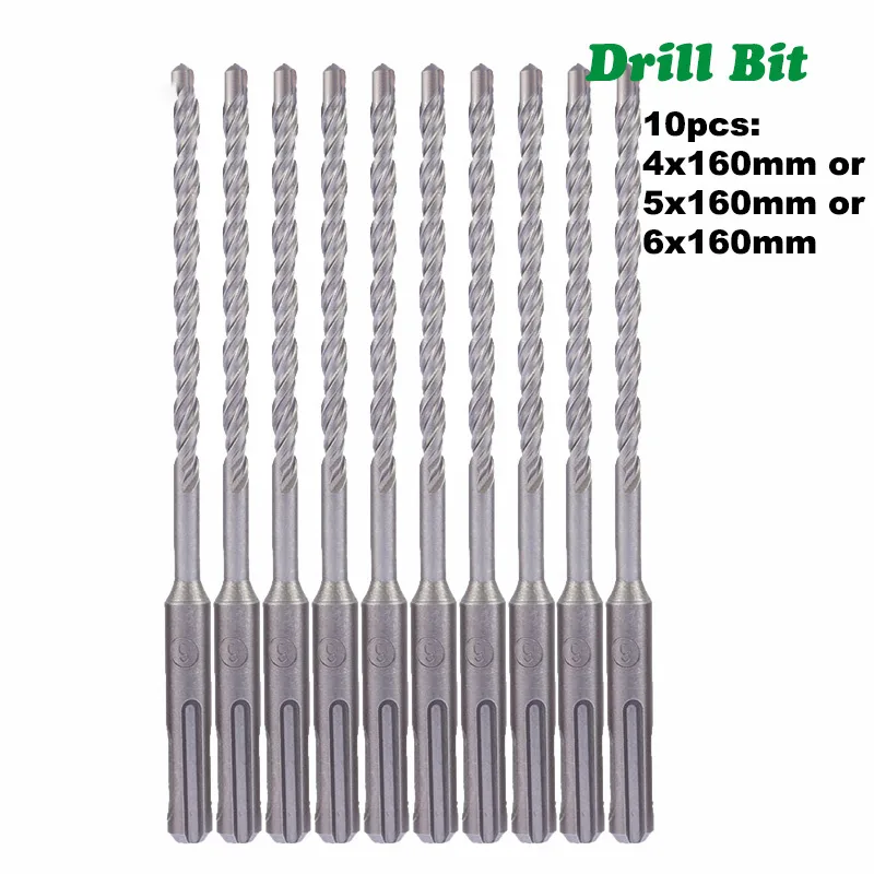 (DB01004B)10Stück/4-6mm und Satz 160mm Elektrohammer-Bohrkronen - product detail view