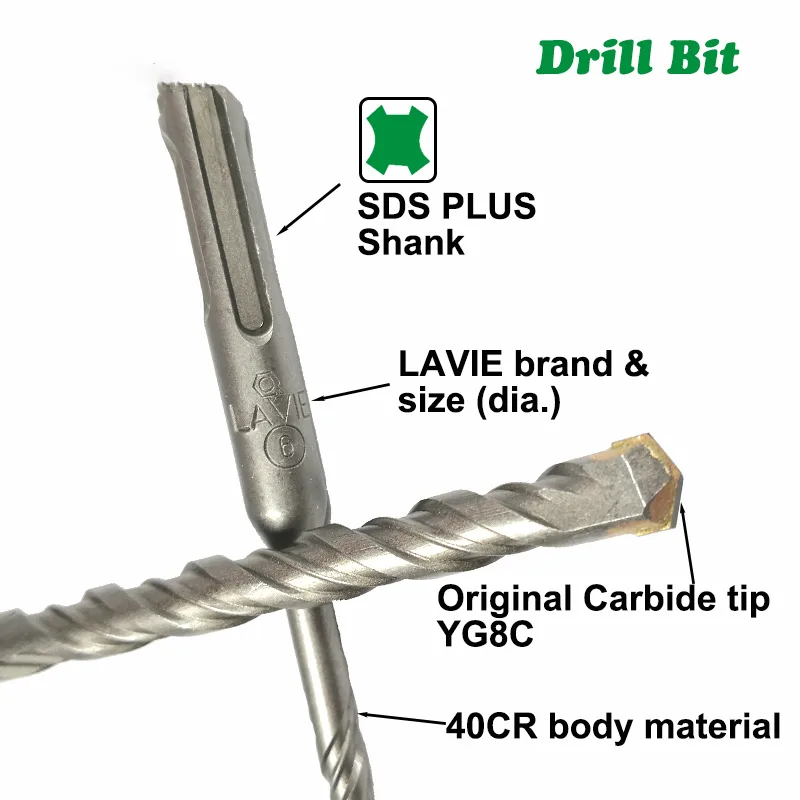 (DB01004B)10Stück/4-6mm und Satz 160mm Elektrohammer-Bohrkronen - product detail view