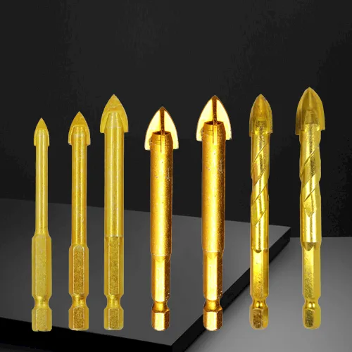 SJ01 – Titanium-Coated Glass & Tile Drill Bit Set (1/4” Hex Shank, for Ceramic, Glass, and Porcelain) woodworking router bit