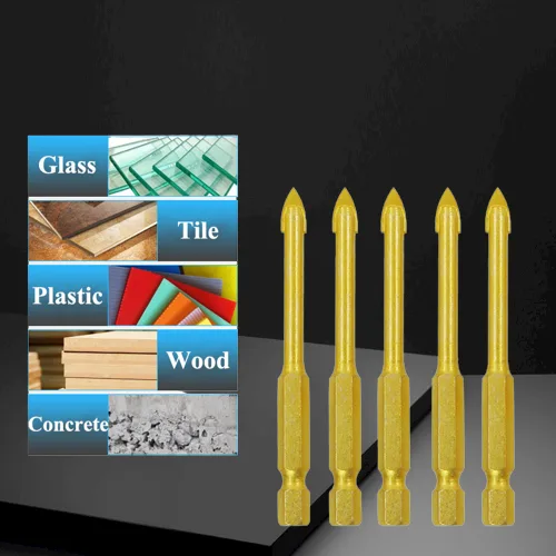 SJ015 – 5-Piece 6mm Titanium-Coated Drill Bit Set with 1/4'' Hex Shank