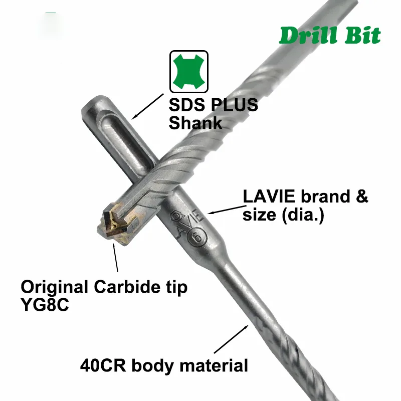 DB01020 – SDS Plus Cross Tip Hammer Drill Bit for Concrete & Masonry (110mm & 160mm Lengths) - product detail view