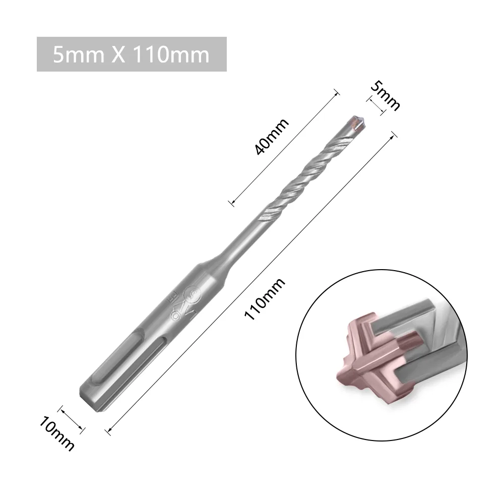 DB01020 – SDS Plus Cross Tip Hammer Drill Bit for Concrete & Masonry (110mm & 160mm Lengths) - product detail view