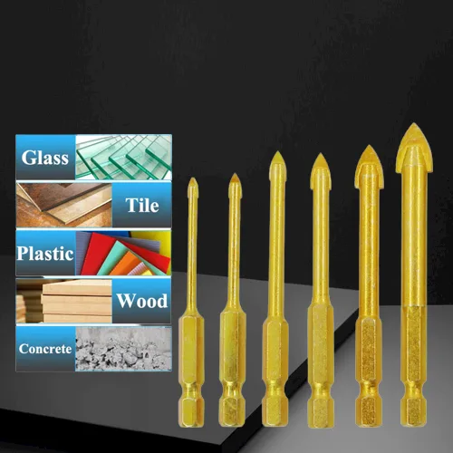 SJ016 – 6-Piece Titanium-Coated Drill Bit Set (3–10mm, 1/4'' Hex Shank)