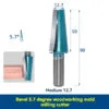 ACRT3 5.7-degree tapered chamfer bit with 12.7 mm shank and 50 mm cutting length diagram