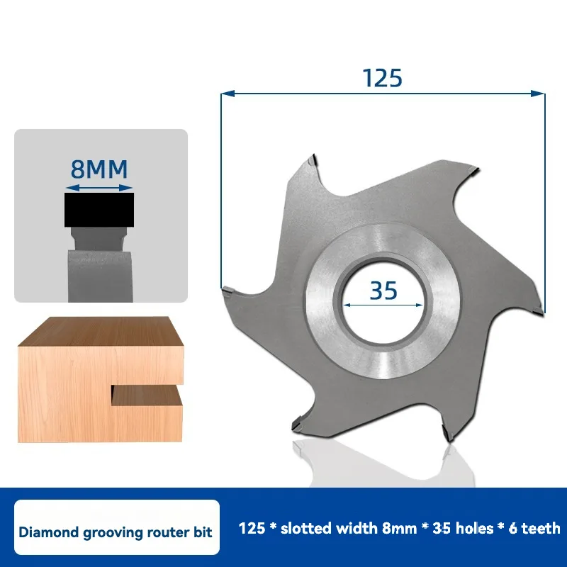DGC5 125mm Diamond Slotting Cutter, 8mm Width, 35mm Bore, 6T - product detail view