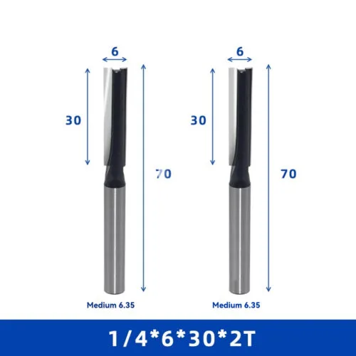 BCRT5 2-Piece Straight Router Bit Set, 1/4 Inch Shank, 6mm Dia x 30mm Cut