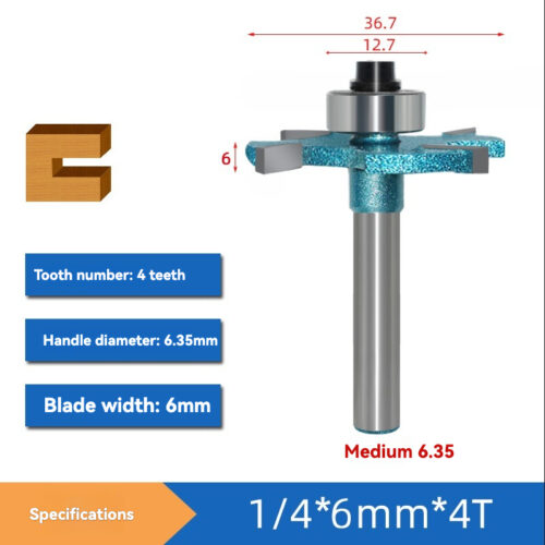 TSC15 – Straight Slot Cutter – 1/4  ×  6mm  ×  4 Teeth Bearing Guide  Teethype